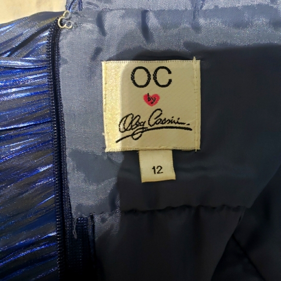 Elegant metallic blue silk dress by OC - Picture 6 of 6